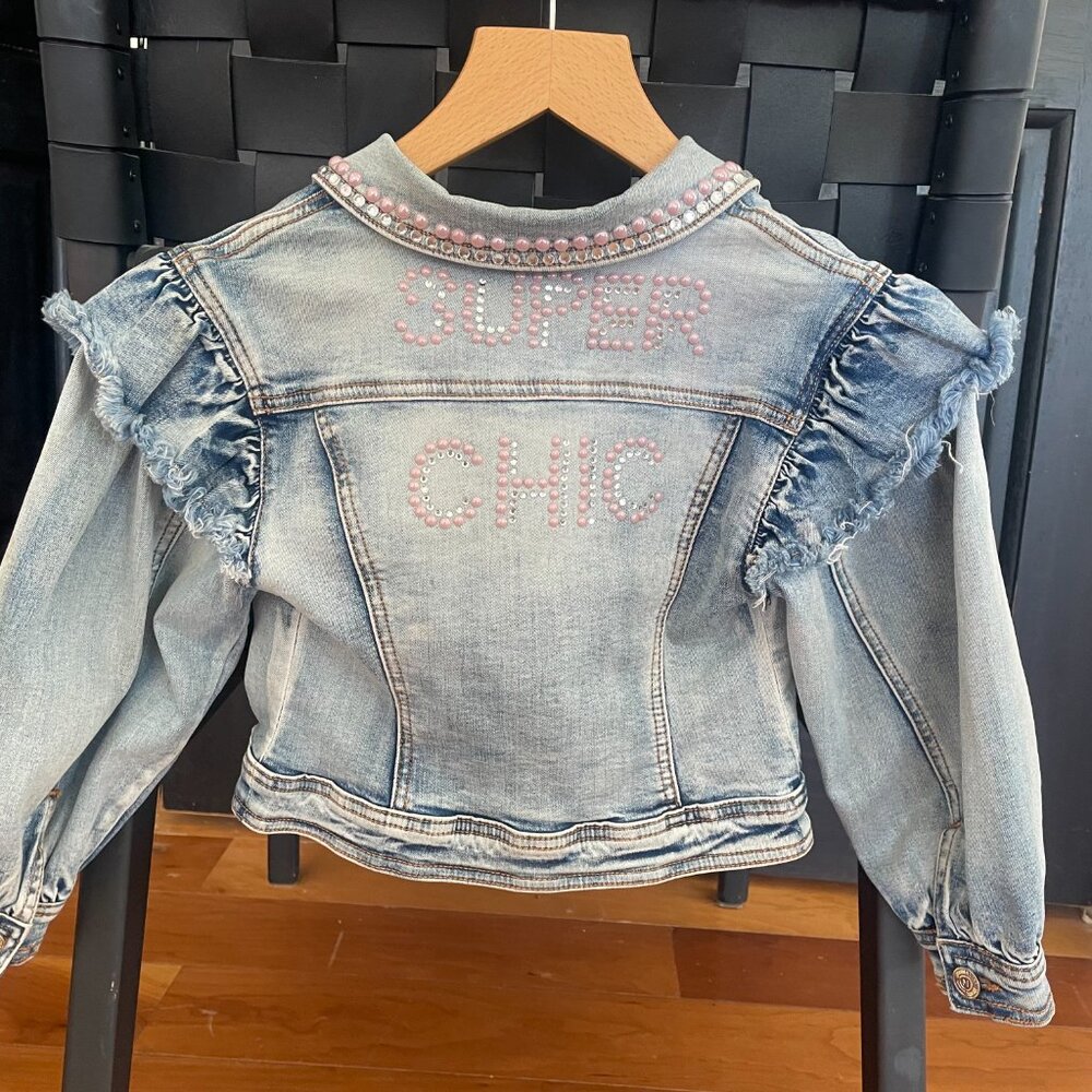 Mona Lisa Denim Embroidered Ruffle Jacket - Picture 3 of 3